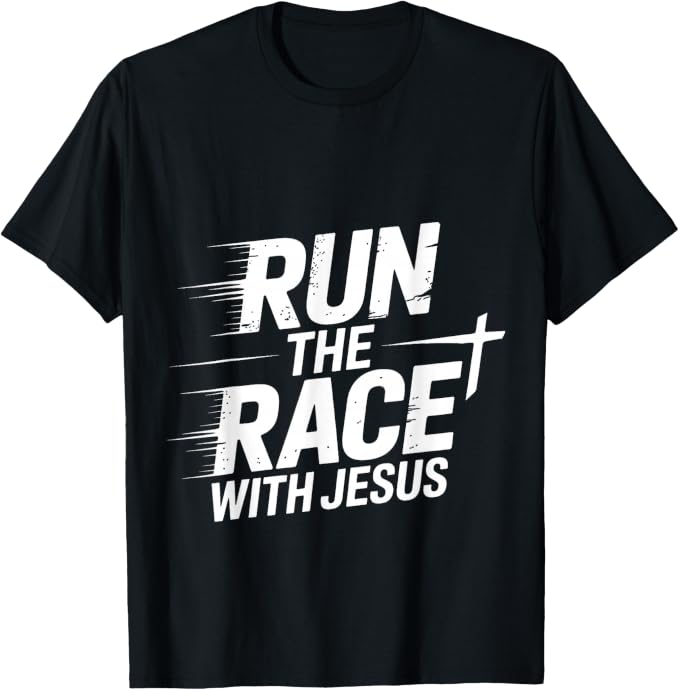 T-Shirt mit dem Motiv Run the race with Jesus